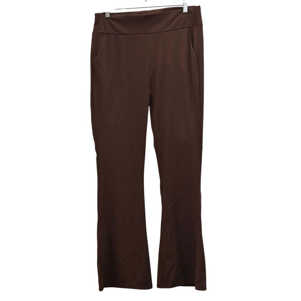 Women's Brown Flare Lounge Pants With Pockets Size XXL